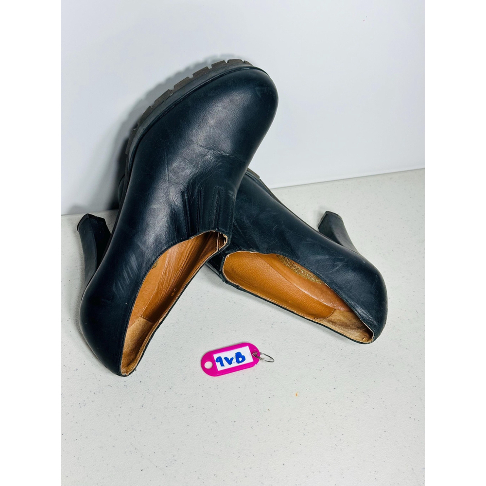 Fred de la bretoniere black leather heel size 38